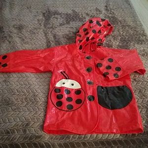 Ah! So cute ladybug raincoat!!
